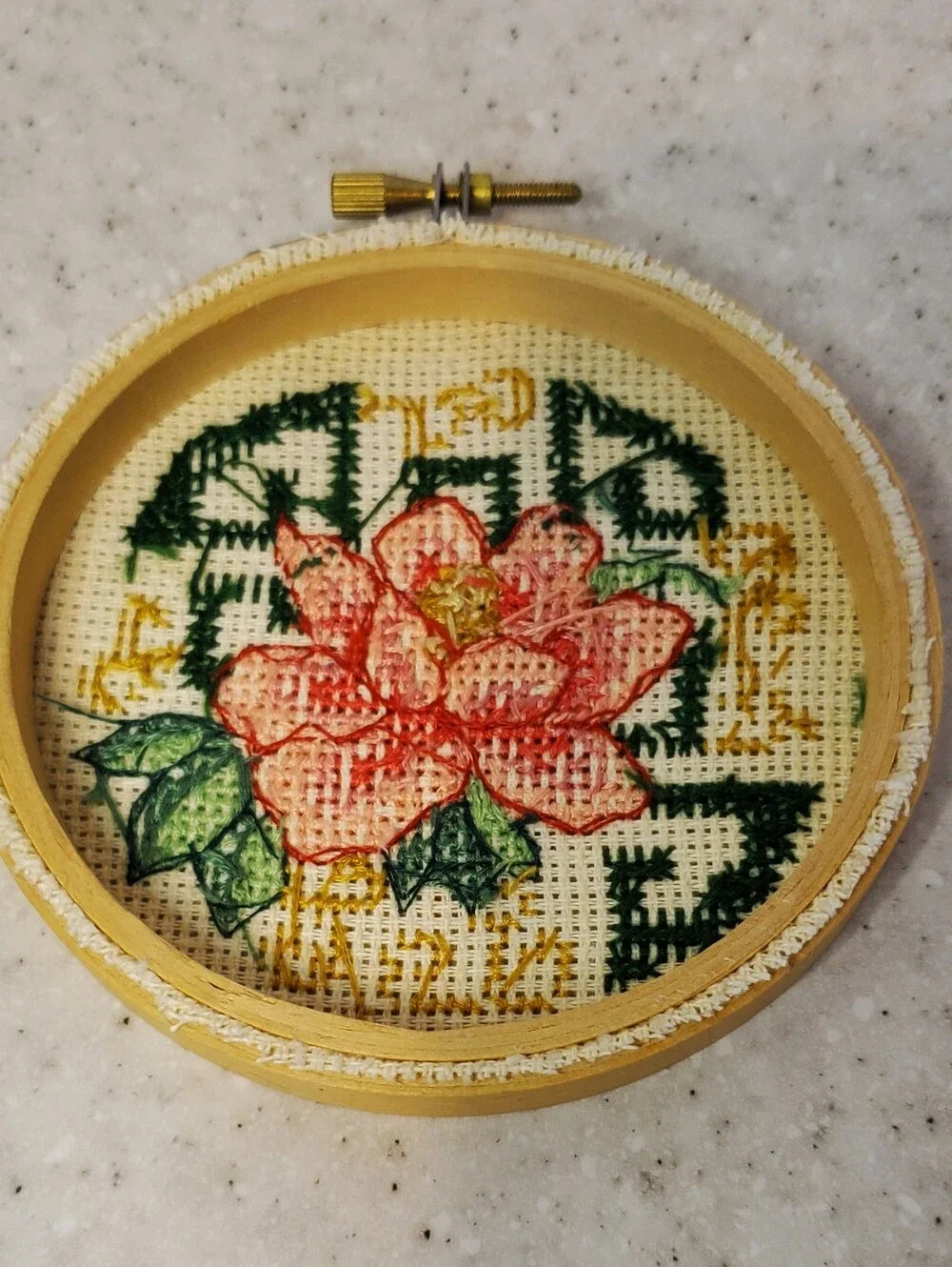 Vintage Floral Cross Stitch Embroidery Hoop Wall Art 4